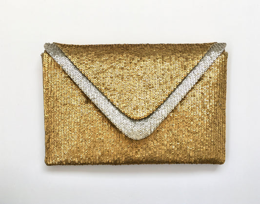 THE SEQUIN DOUBLE FLAP CLUTCH
