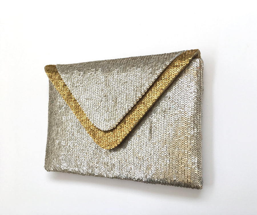 THE SEQUIN DOUBLE FLAP CLUTCH